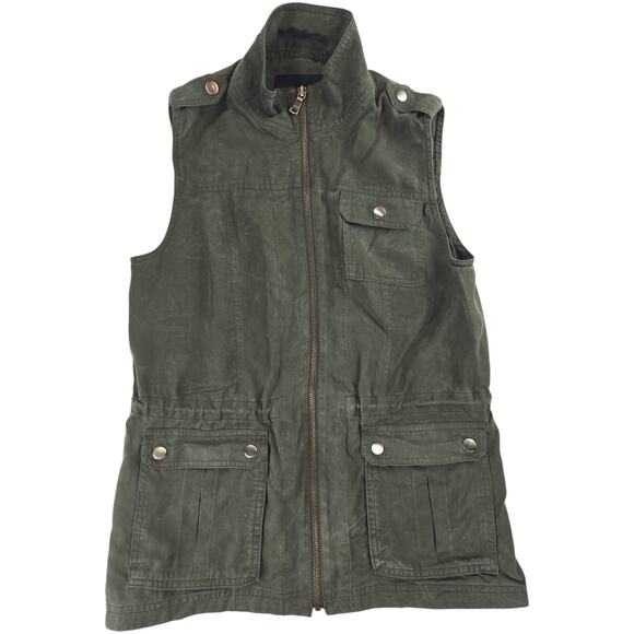 Banana Republic | Army Green Utility Vest w/Snaps | Size Petite Small - Picture 1 of 4